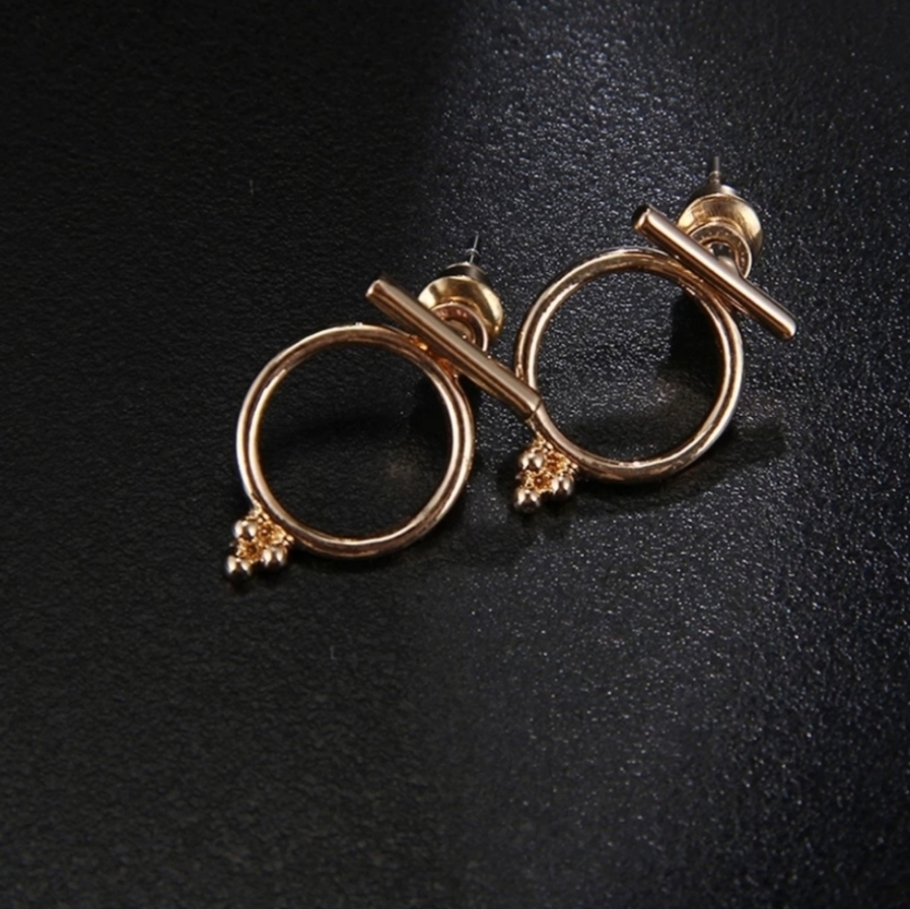 Front Back Bar Stud Earrings 2 in One - Picture 1 of 8